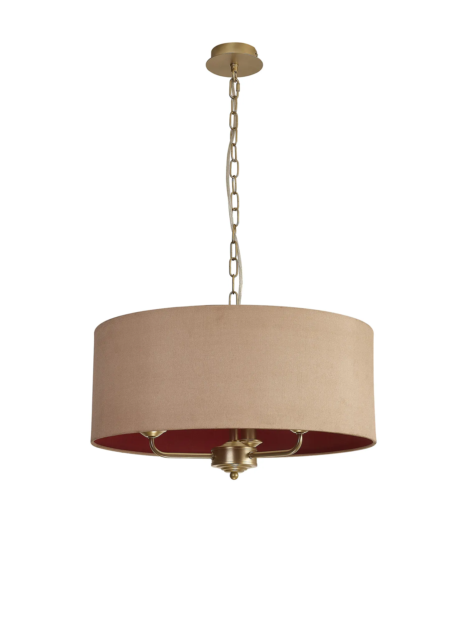 Banyan 50cm 3 Light Pendant Champagne Gold, Antique Gold/Ruby DK0967  Deco Banyan CG AG